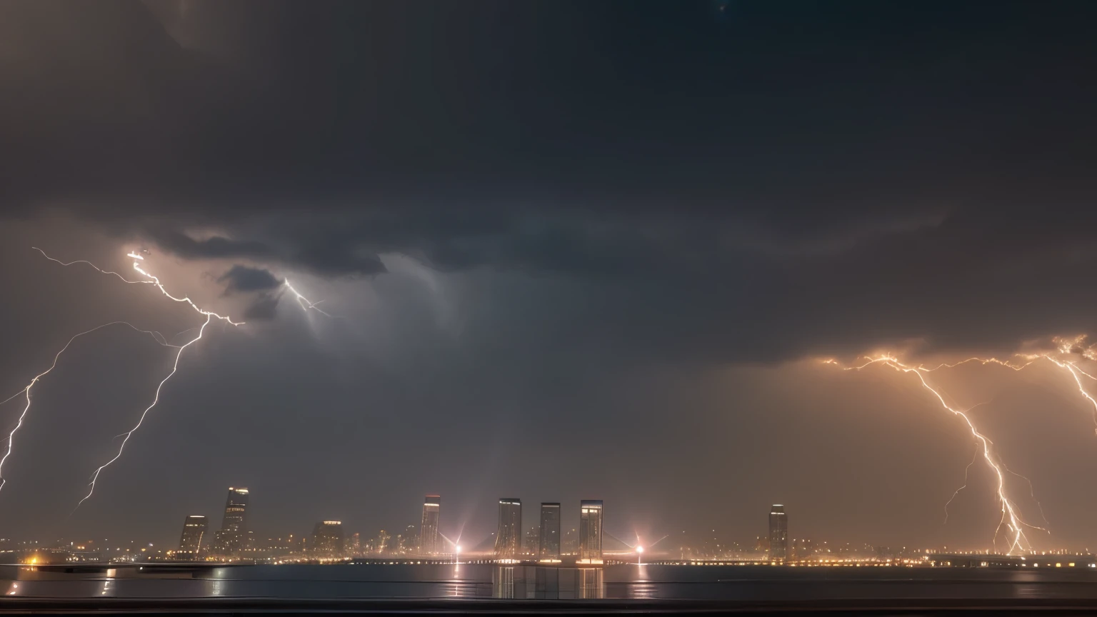 masterpiece:1.2 - (best quality) (detailed) (intricate) (8k) (HDR) (wallpaper) (cinematic lighting) (sharp focus),1girl, city, real_world_location, judy garland, happy, 20 years old girl, break, upper body, closeup, break, cloudy night, electric storm, lightning in the sky, break
