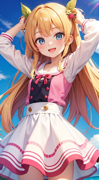 A looks happy in a cute outfit