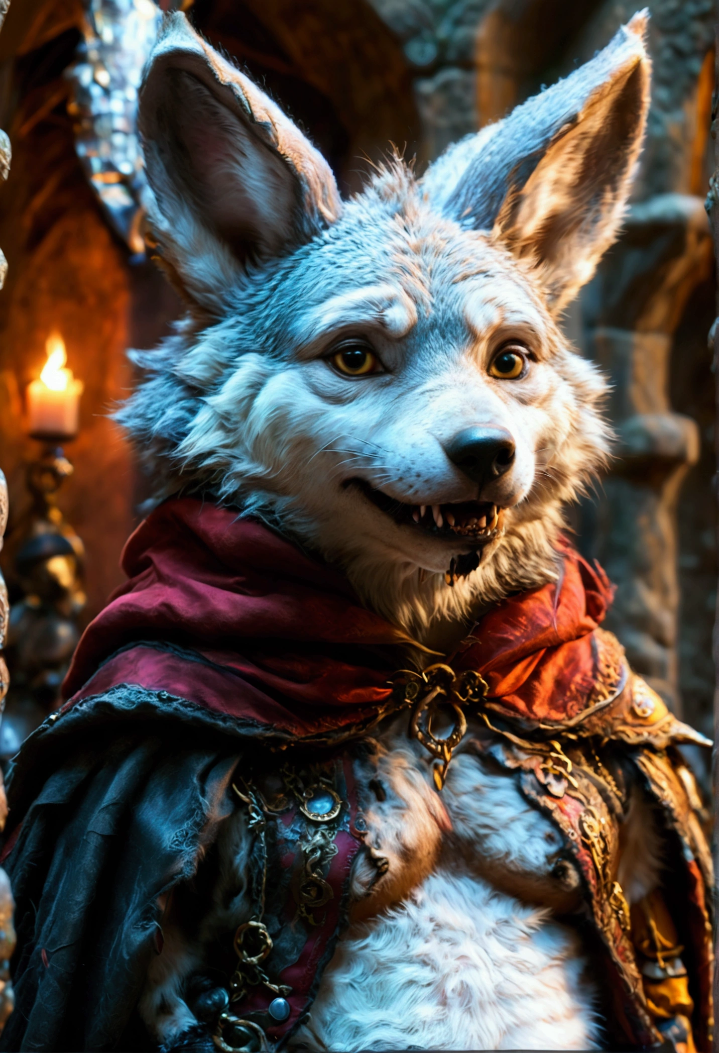 (((1 male anthropomorphic wolf))). (((Crowd of anthropomorphic female rabbits dressed as witches))).  (((No humans))). Large and bloated belly of a shocked anthropomorphic male wolf. photo realistic style. dark medieval dungeon. (((The anthropomorphic rabbits try to touch the anthropomorphic wolf's large erect penis and extremely large testicles located on the anthropomorphic wolf))). side view. Full body shot of anthropomorphic wolf. Male anthropomorphic wolf has large soft pot belly. Anthropomorphic wolf belly focus.