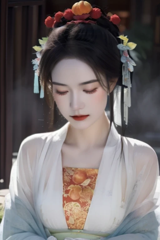 apricot,Xingxian,Apparition,Apricot,头上长着Apricot和树枝,China costume,China costume