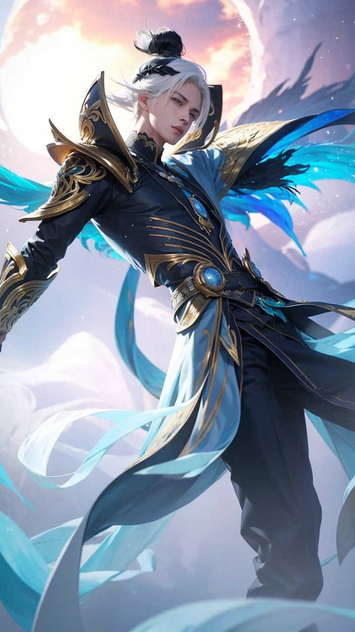 Handsome boy with white hair