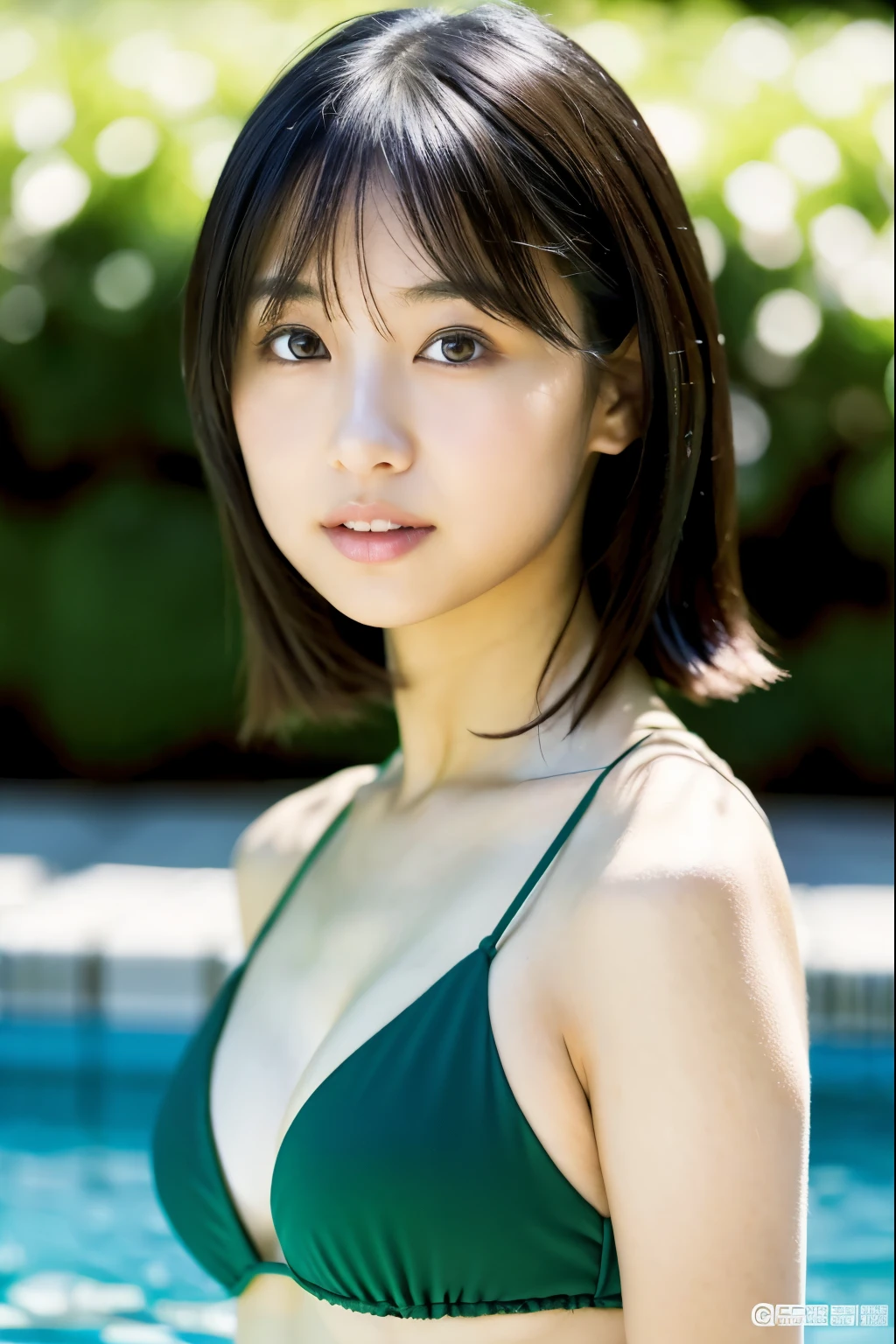 arafed asian woman in a bikini posing for a picture, Yoshitomo Nara, Chiho, kotegawa yui, beautiful japanese girls face, realistic young gravure idol, girl cute-fine-face, sakimichan, narumi kakinouchi, ayami kojima amano, young pretty gravure idol