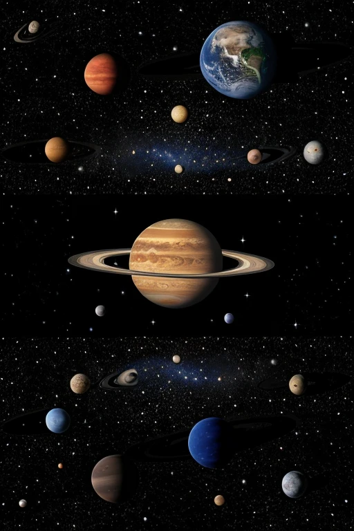 Outer space with all the planets 