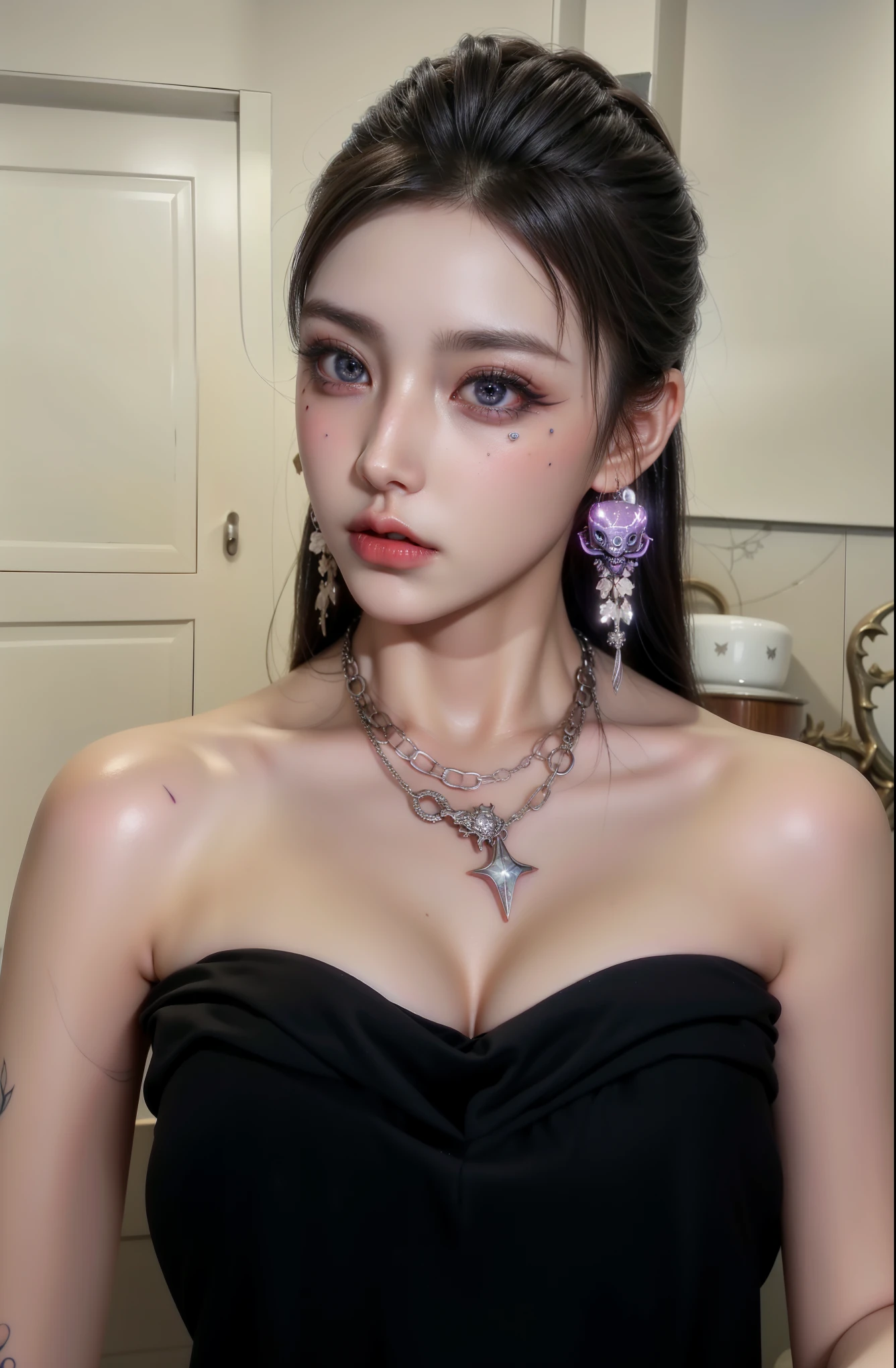 Detailed image quality，Pandora the Witch，wing, Succubus Theme，堕落Angel，Excellent，scary，Secret Terror，Tentacles，With eyes，Uncanny Valley Effect，Beast Blood Moon，skeleton，vampire，Hellfire，Dark Queen，Angel，magician magic witch，Angel，Eyes are blue(Pupils as deep as the starry sky)，Gorgeous tattoo designs all over the body，Tattoo Queen，Succubus Queen，