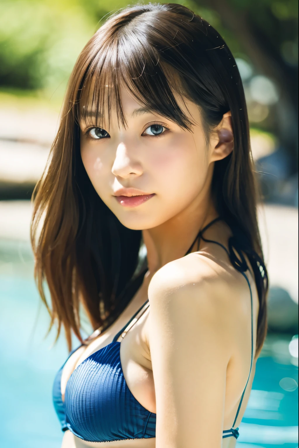 a close up of a woman in a bikini posing for a picture, sophisticated gravure idol, young sensual gravure idol, young pretty gravure idol, Yasumoto Oka, realistic young gravure idol, japanese model, ayami kojima amano, chiho ashima, young gravure idol, Yoshitomo Nara