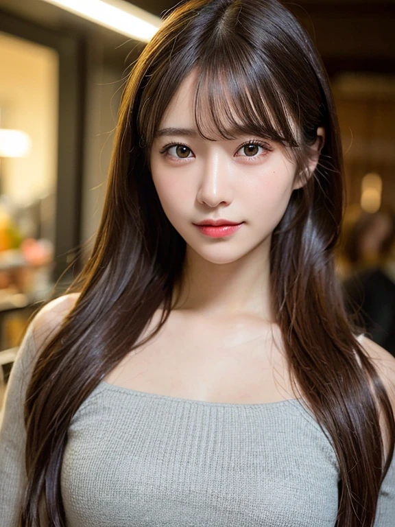 (masterpiece:1.3), (8k, Photorealistic, RAW Photos, Best image quality: 1.4), 20-year-old girl、(Random Hairstyles:1.2)、Super detailed face、Attention to detail、double eyelid、Sharp focus:1.2、Beautiful woman:1.4、Light brown hair、Highest quality、masterpiece、Ultra-high resolution、(Photorealistic:1.4)、Highly detailed and professional lighting、Brown nits、thin、smile、Black long hair、Deadly position、Clear Skin、Random pose、Shiny Hair、Sculpture model pose、valley