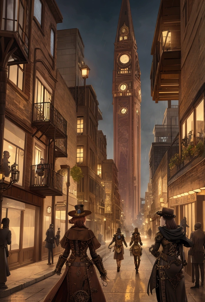 steampunk city raining RPG