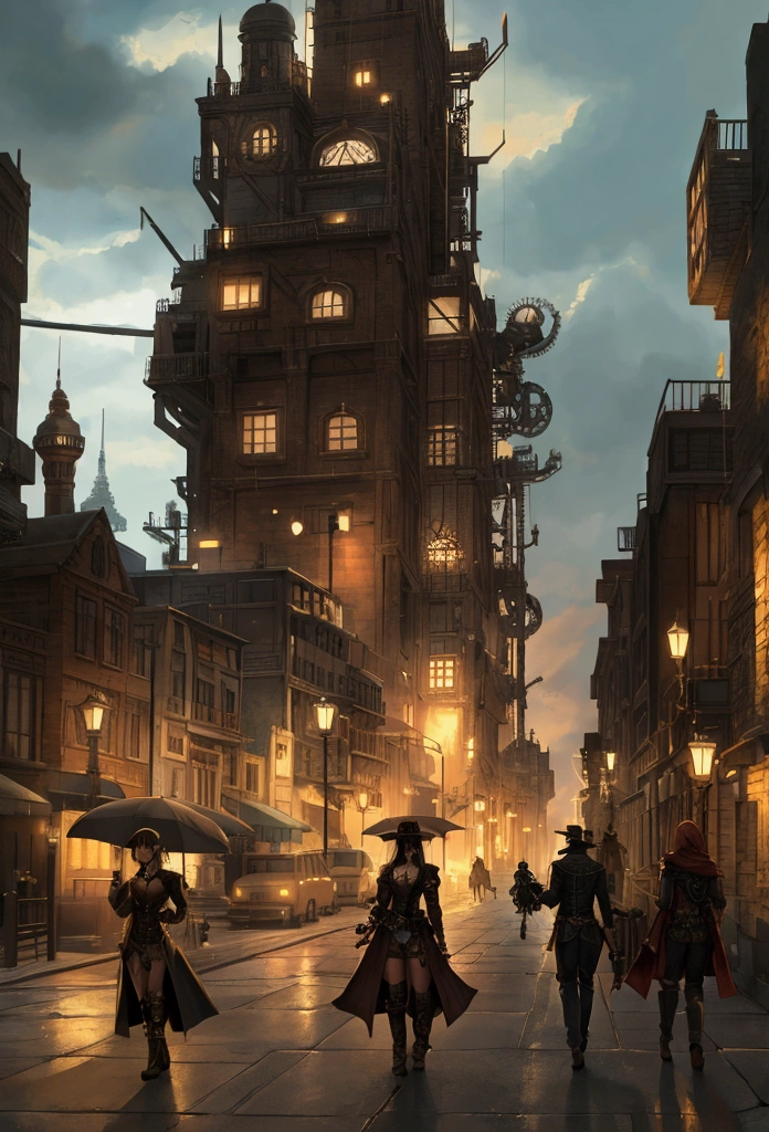 steampunk city raining RPG
