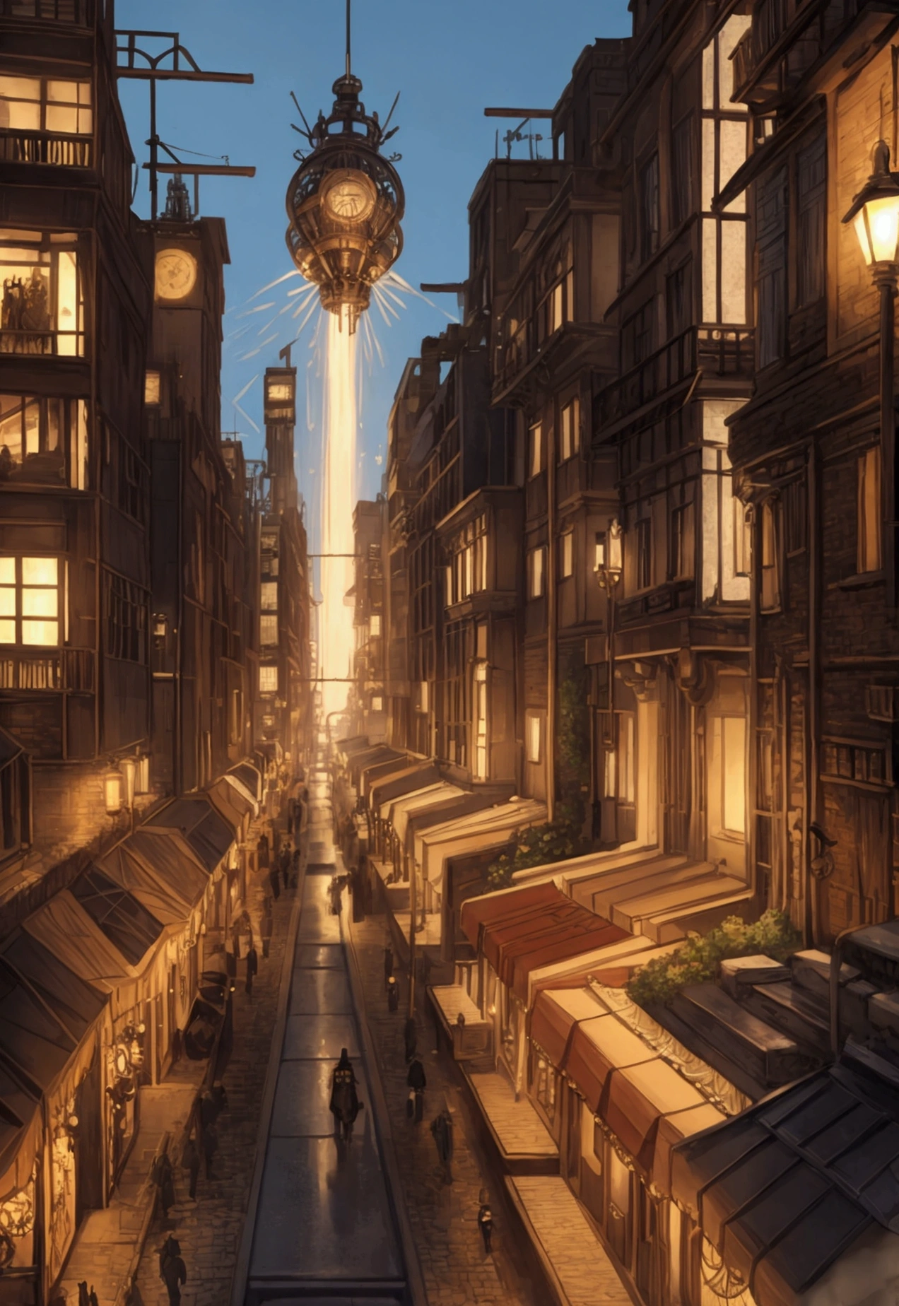 steampunk city raining RPG