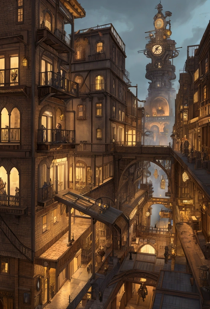 steampunk city raining RPG