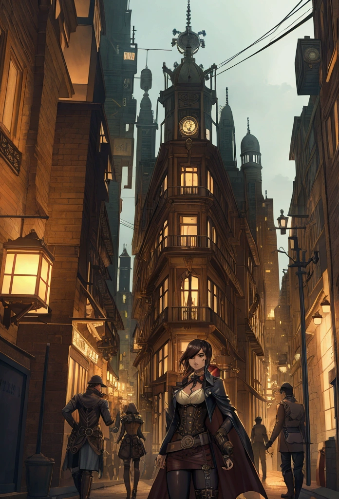 steampunk city raining RPG