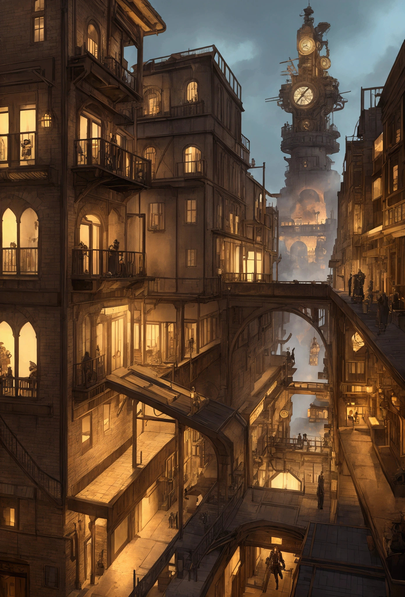 steampunk city raining RPG