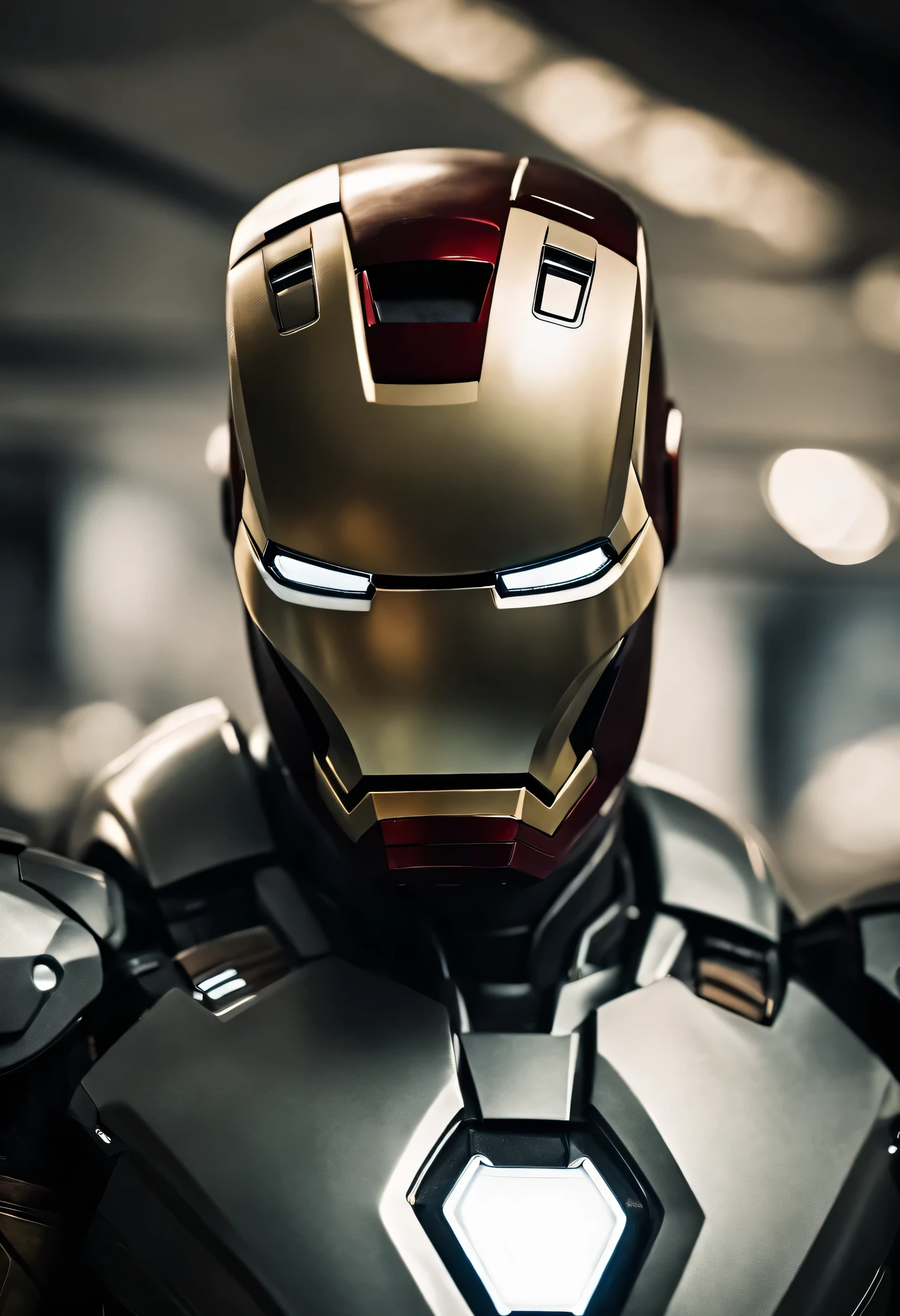 Iron Man with silver round plate and smiley face mask、camouflage uniform