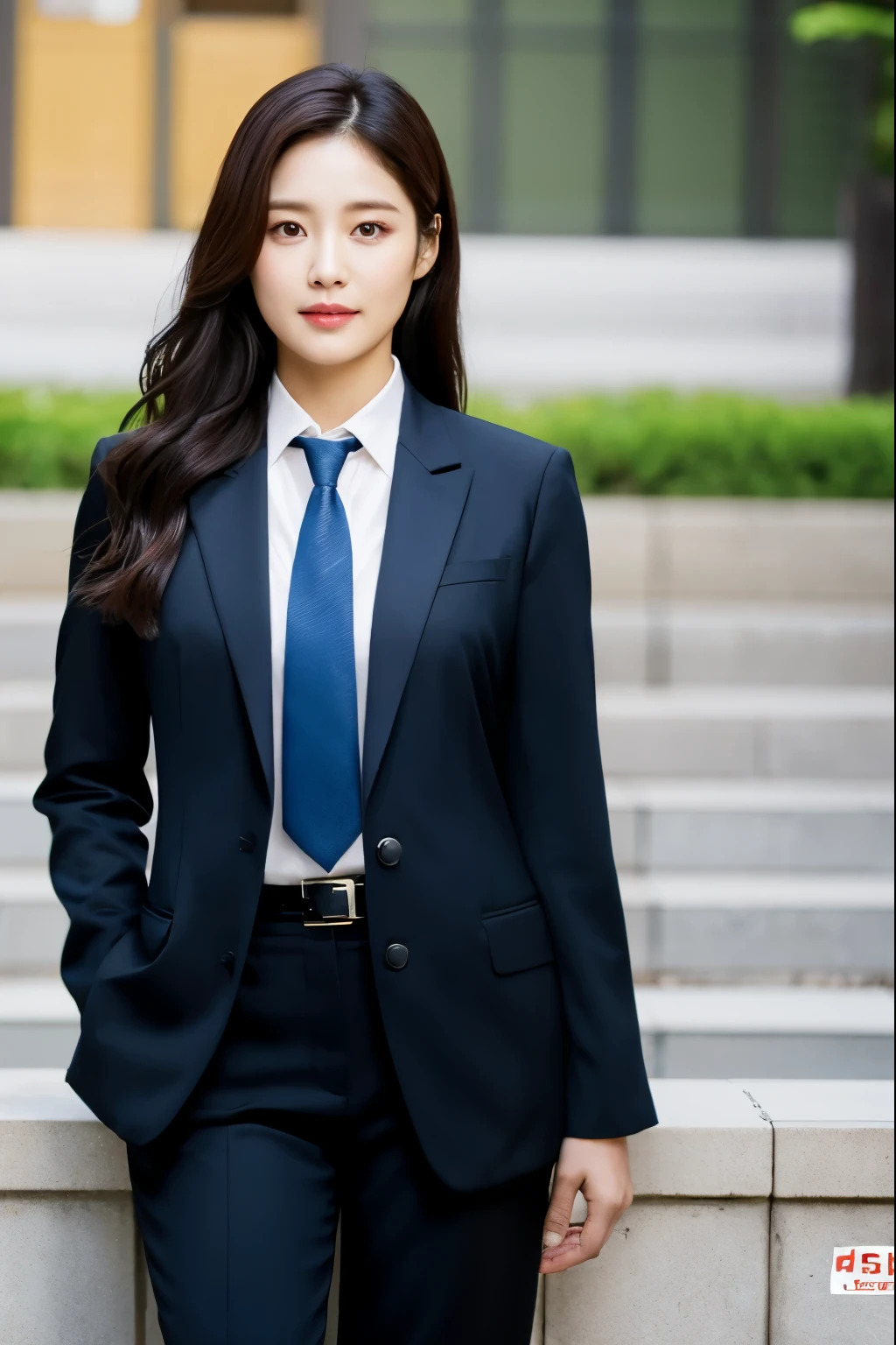 there is a woman in a suit and tie posing for a picture, lee ji-eun, lee ji - eun, heonhwa choe, jaeyeon nam, jiyun chae, kim hyun joo, shin min jeong, hwang se - on, kwak ji young, park ji-min, female actress from korea, gongbi, korean symmetrical face