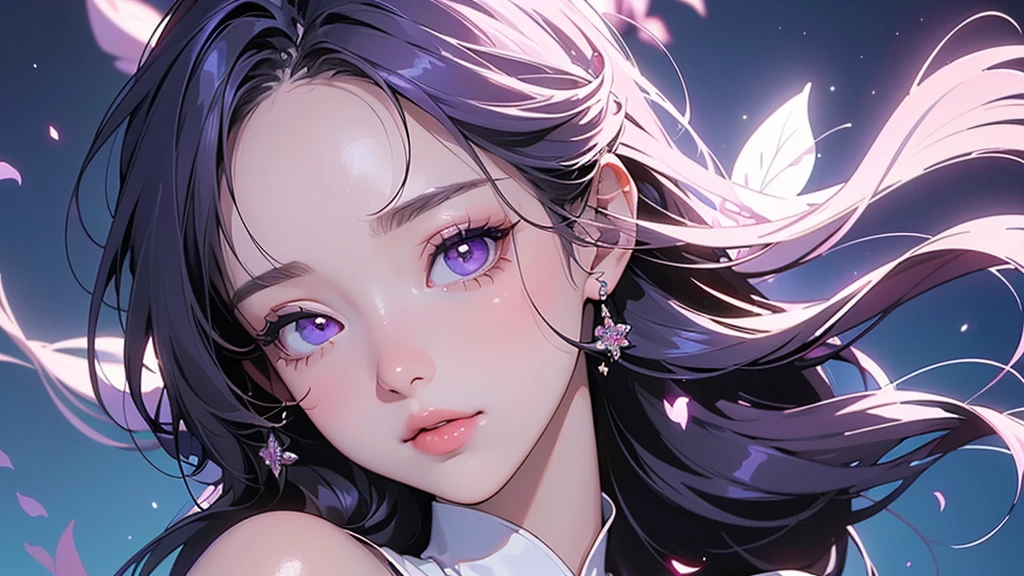 One girl, alone, flower畑, flower, (Official Art, unity 8k wallpaper, Super detailed, beautifully、aesthetic, masterpiece ,Highest quality:1.3), (Dynamic Angle:1.2), (Floating colorful sparkles:1) , elegant, Vibrant colors, Highly detailed face, Detailed eyes, Glowing Skin, Glossy Lips , Pale purple background,