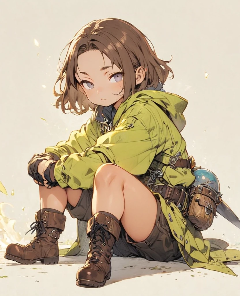 boyish Slanted Eyes Brown Hair whole body Bob Short Dwarf