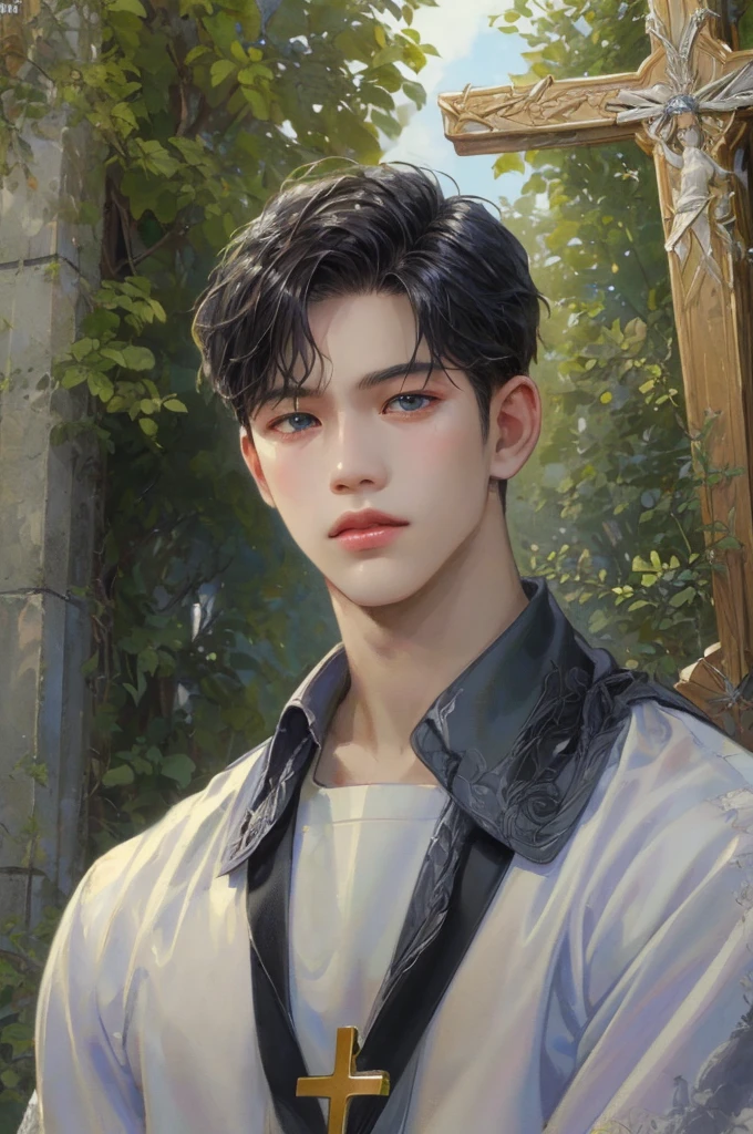 (masterpiece, top quality, best quality, official art, beautiful and aesthetic:1.2), boy, handsome, extreme detailed faces, boy carrying large cross during lenten season in the Philippines, colorful, highest detailed, (perfect face), shiny skin, HDR, detailed surroundings, on the street of the Philippines 