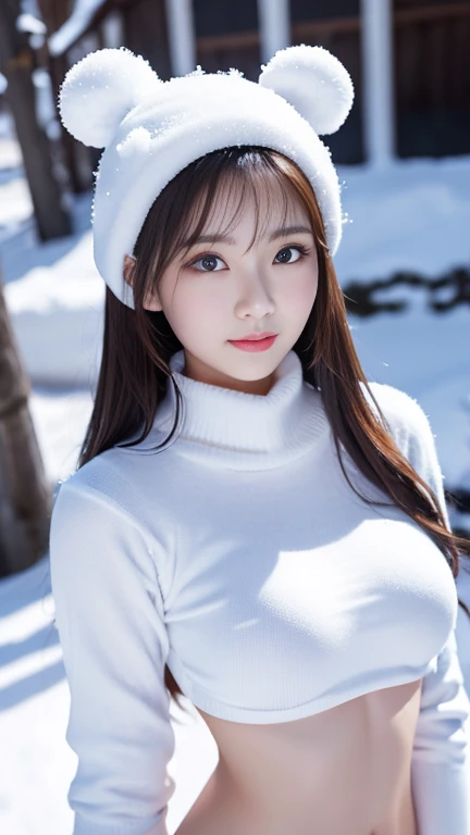 masterpiece、Highest quality、Snow Woman、Snow Woman、Gorgeous body、Attractive pose、Ultra-high resolution..A face with attention to detail、Simple clothing、Incredibly beautiful skin、Incredibly beautiful face、Gorgeous body、A glorious joy、