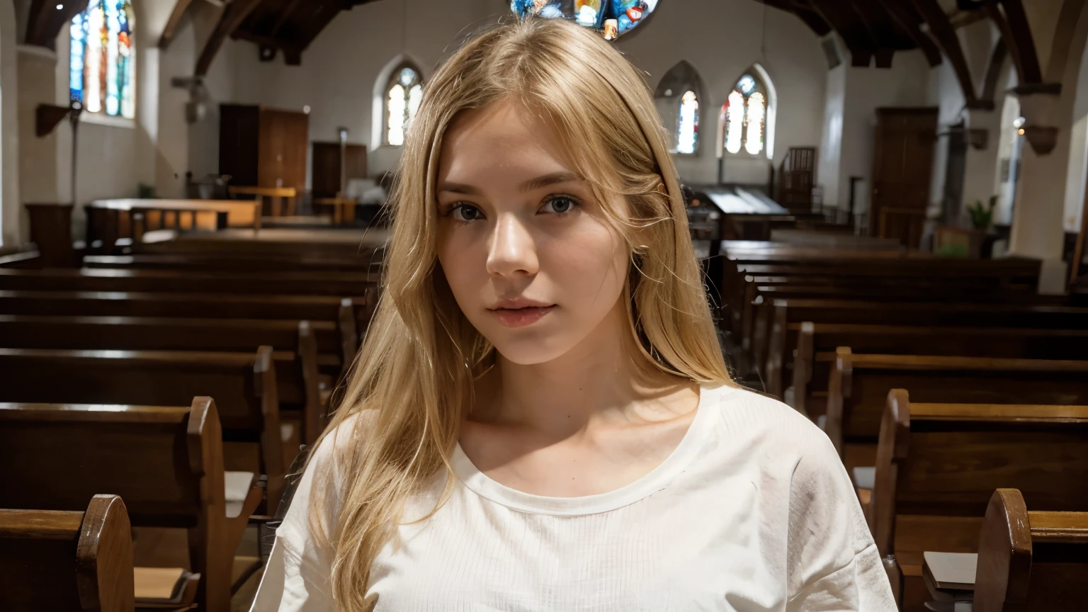 Girl White Skin in Church