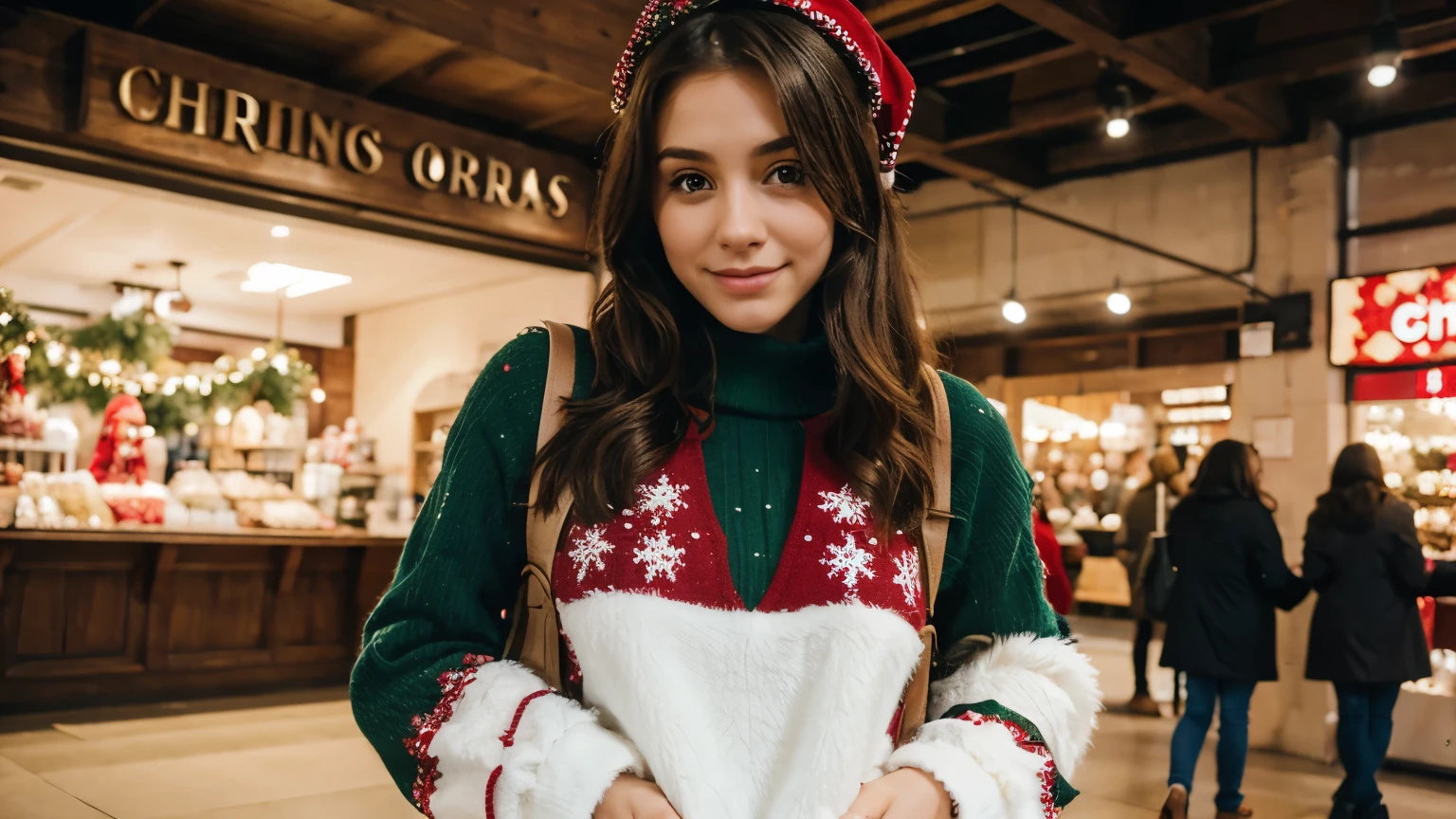 Girl with Christmas clothes