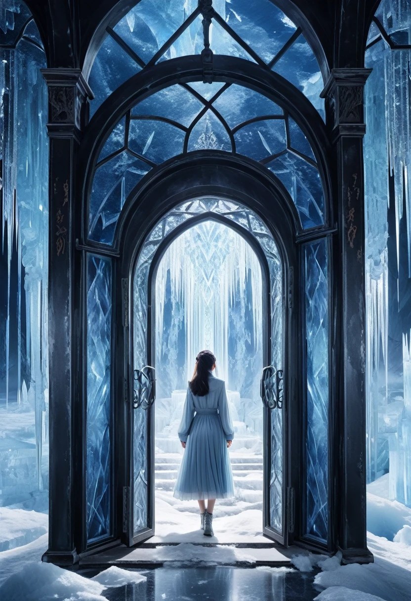 、purgatory、Ice World、Inside the ice crystal、was locked up、One Woman、High quality、Detailed Background