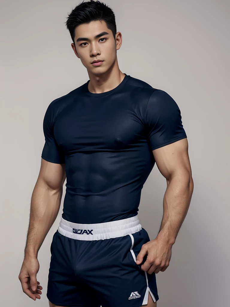 1 Handsome naked Japanese guy ,Sexy pose, A 20 year-old man wearing a Bare chest shirt and Excellent shorts stands against a white background, navy Blue, navy Blue, Sports T-shirt, Blue, Excellent Sportswear, Gorgeous and sexy clothes, Sportswear, Short sleeve, Jinjinshen Blue clothes, Tall young man, Tennis suits, Wearing sportswear, dark Blue decorative clothing,male,Bare chest,Full chest muscles,Swelling of chest muscles,Six-pack,Hips, Handsome,High,Muscles look good,hairy body,Sexy expression, Wheat complexion,black eyes(thin eyes 1:3),Full body image, Excellent, perfect dick shape, Perfect hand details,Detailed you, , Mostly juicy ass, The opening of your legs