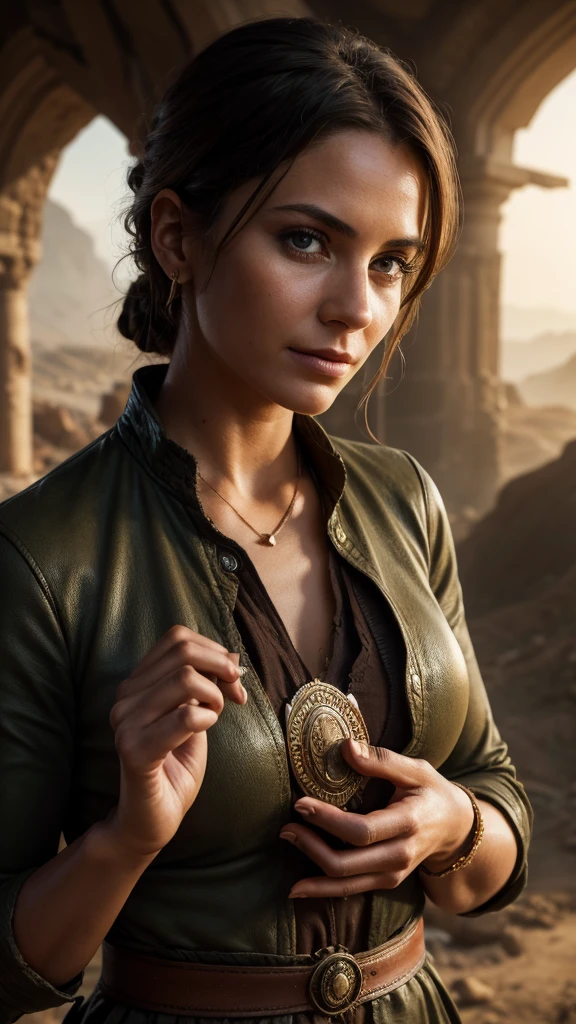 8k, hires, (celeb 27years carrie fisher/as princess leia), slave dancer, leia skin very beautiful, slave girl, sexy pose, slender body, french braid hair, gold metal collar, leia was chained by jabba the hutt, leia is jabba the hutt's slave, jabba is take off leia's bikini