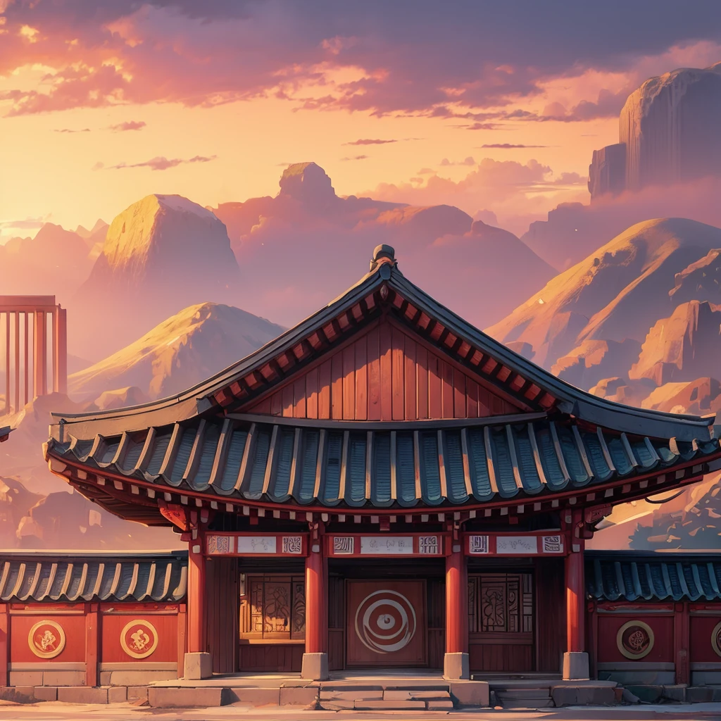 illustration:Traditional Chinese architecture,Pagoda in the background, Temple Background, Palace Background, Traditional Korean city, Korean traditional palace, Depicting the background of the temple, Dojo on the mountain, background technology, High School Background, Town Background, background technologywork, anime background technology, Anime Background, Korean Artist, Downtown Background, Pagoda Figures
