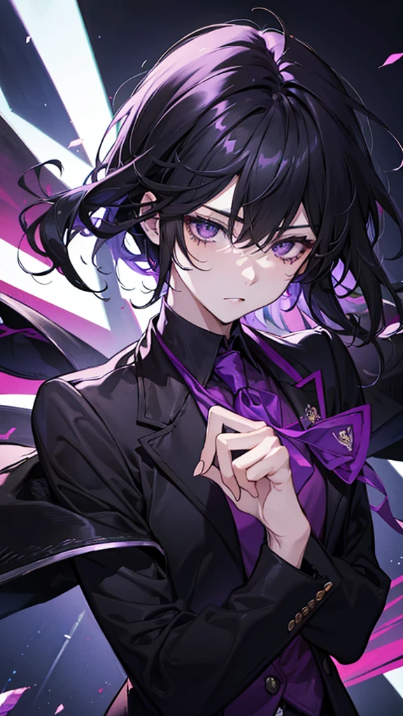 High school students , man, Black hair, dark purple eyes