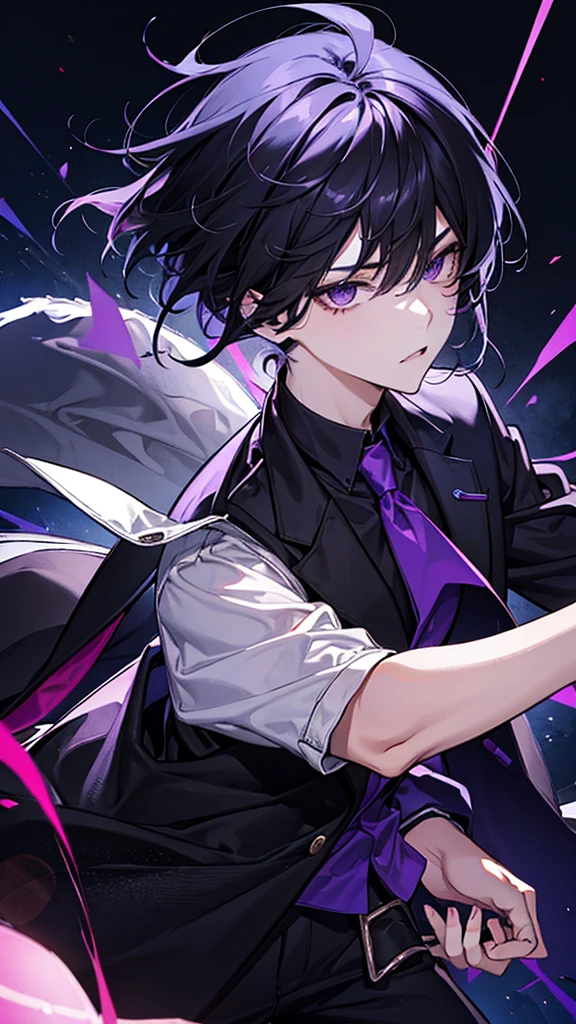 High school students , man, Black hair, dark purple eyes