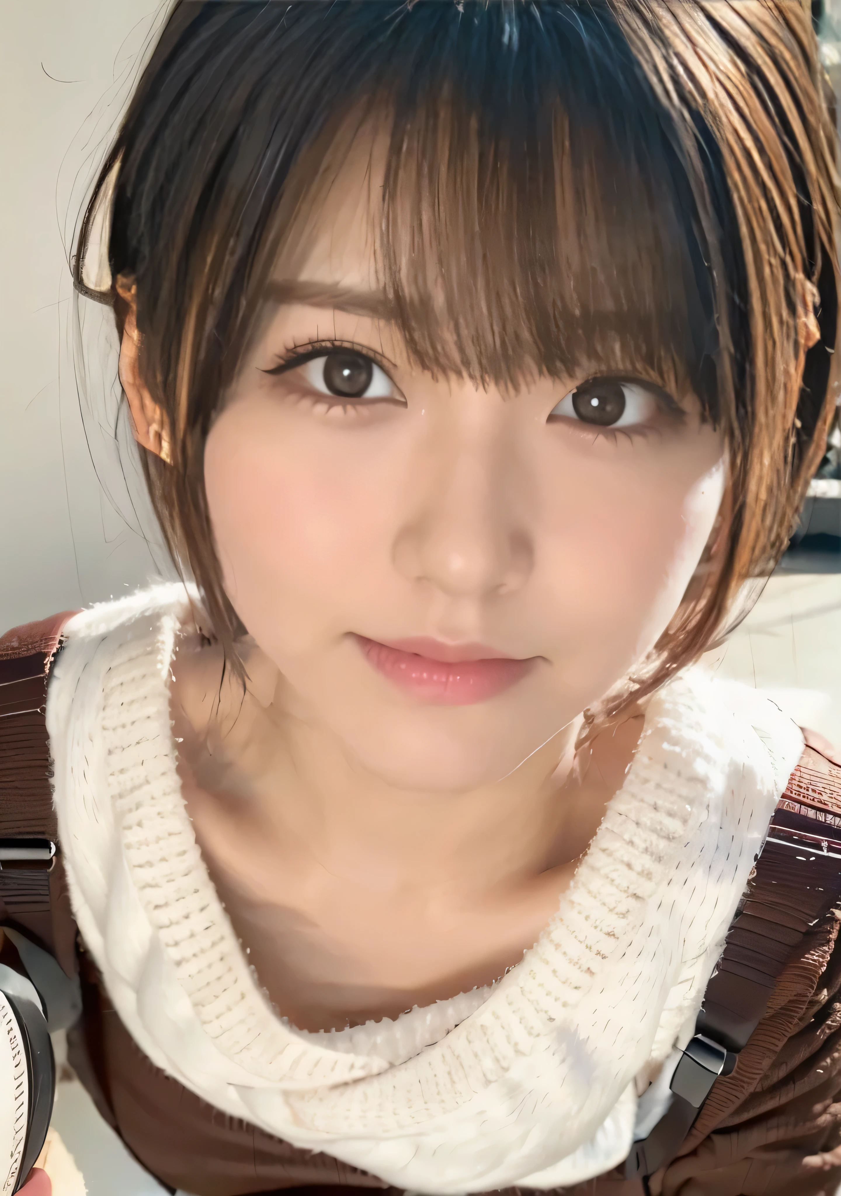 ((from front.Curved waist、Summer knitwear、Cute mini skirt、belt、Large Breasts:1.4.))、Medium Short Hair、Silver necklace and small silver earrings :1.4))、Full body photo、smile、 Caustics、Highly detailed photos、Very beautiful woman 、Ample breasts、No makeup、(8k、RAW Photos、Highest quality、masterpiece:1.2)、(Realistic、Realistic)、1 girl、((Brown Hair、Medium Short Hair、Blur the background、Looking into the camera:1.4))、