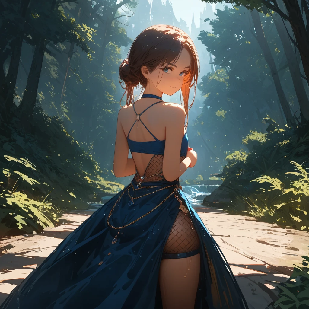 /draw (((Alice))) from alice_in_wonderland, ((loli)), arms_crossed, flat_chest, highest realism, photographic_detail, perfect_clarity, perfect_detail, nai4, warm_lighting, detailed_ambiance, ((perfect_flat_chest)), ((8k resolution)). ((ultra realistic by Jeremy Mann and Rembrandt)). ((volumetric lighting by Marton Bobzert)). ((super wide angle)). high detail. sharp focus. ((photorealistic by Ed Blinkey)). makeup. ((small)). oiled skin. tanned skin. (waist chain). cowboy_pose. choker. ((clever smirk)). fishnets. ((oak_forest)), dripping wet, ((fishnets)), ((from_behind))
