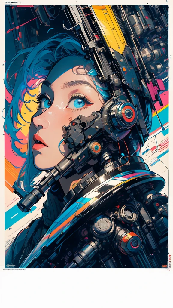 (((masterpiece, highest quality))),(((solo:1.2))),(((1girl:1.2))),32k wallpaper, very detailed, poster, vintage science fiction,(((((geometric cinematic movie poster))))), ((bauhaus)),(shape),(((abstract))),(mid century modern),movie poster,(((((portfolio))))),(((((Close-up))))),(((((bust up))))),((((more various angle)))),(((highlight))),Vast landscape,((((heterochromia)))),(((complete. detailed face))),(((Extremely talented))),(((((most complecated futristic machine))))),(Colorful color scheme)