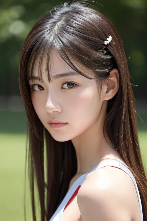 5 Japan girls,Side-by-side group photo,(RAW Photos, Highest quality), (Realistic, Realistic:1.4), Very delicate and beautiful, Very detailed, 8k wallpaper, wonderful, Very detailedCGユニティ, High resolution, Soft Light, A beautifully detailed , Very detailed目と顔, Beautiful and sophisticated nose,Whole body image,A little rough skin,Drooping eyes,sports festival,Sportswear