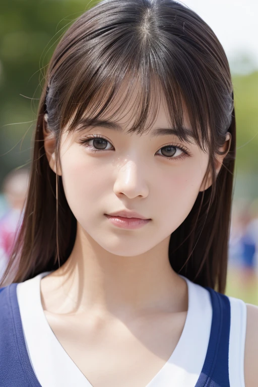 5 Japan girls,Side-by-side group photo,(RAW Photos, Highest quality), (Realistic, Realistic:1.4), Very delicate and beautiful, Very detailed, 8k wallpaper, wonderful, Very detailedCGユニティ, High resolution, Soft Light, A beautifully detailed 17-year-old girl, Very detailed目と顔, Beautiful and sophisticated nose,Whole body image,A little rough skin,Drooping eyes,sports festival,Sportswear,True Face,Double eyelids,Bangs,Cute from head to toe