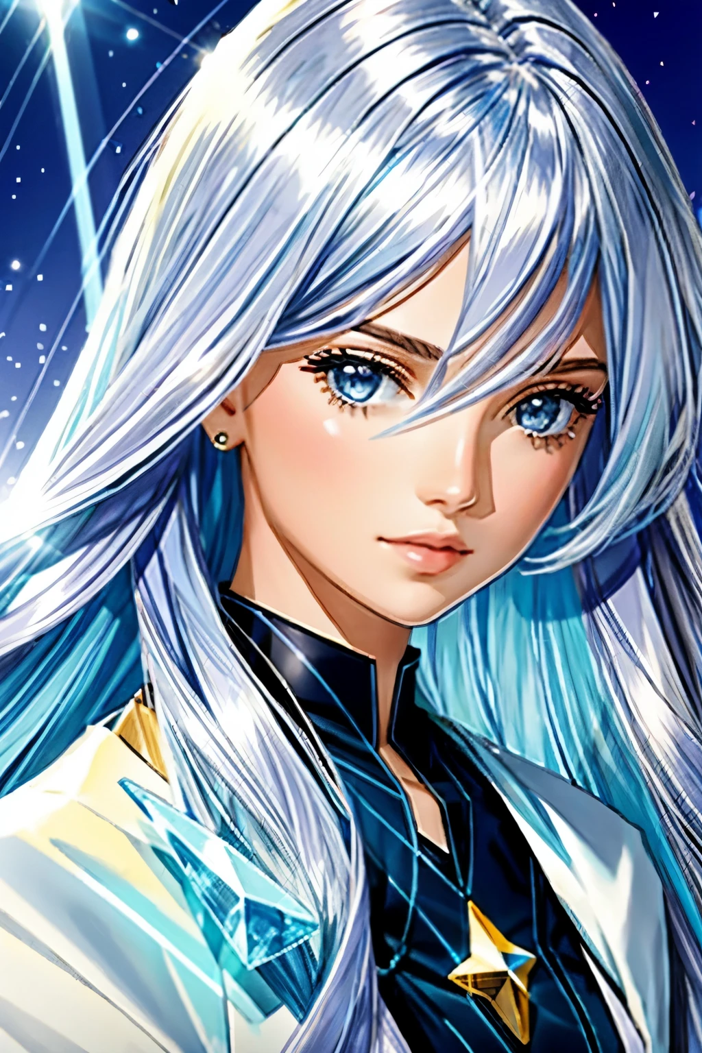 
girl crystal, crystal hair, glare, shine

