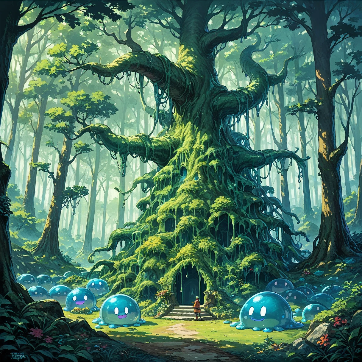 score_9,score_8_superior,score_7_superior,Highest quality,masterpiece,ssuperiorer detailed,Very detailed,full_body,zPisXL,(nature:1.1),(forest:1.1) break full_body.break,
break king Slime,Slime (Dragon Quest),Crown,No humans,:is,