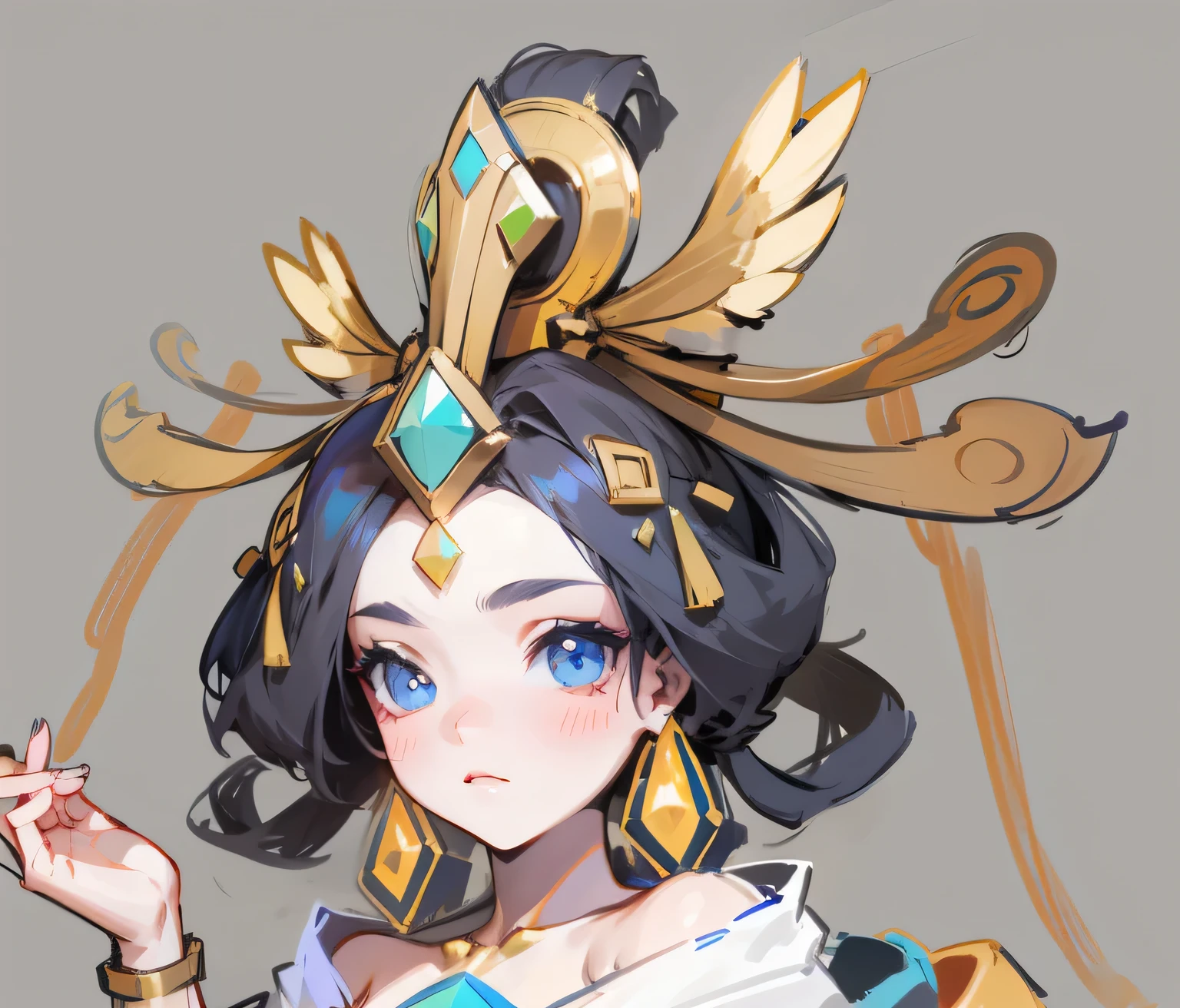 Beautiful girl's head with hair details and metal details
