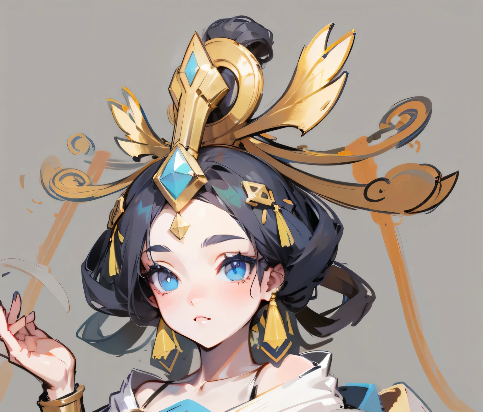 Beautiful girl's head with hair details and metal details