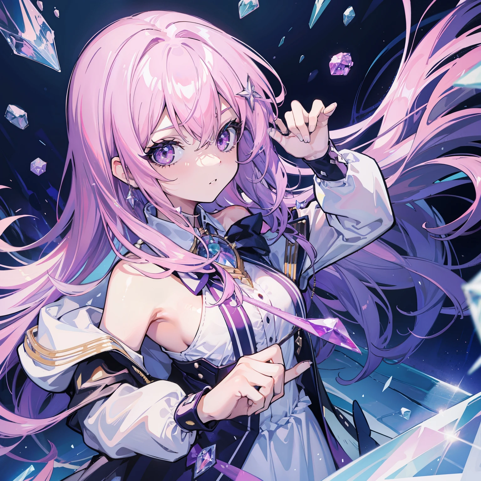 girl crystal, crystal hair, glare, shine
