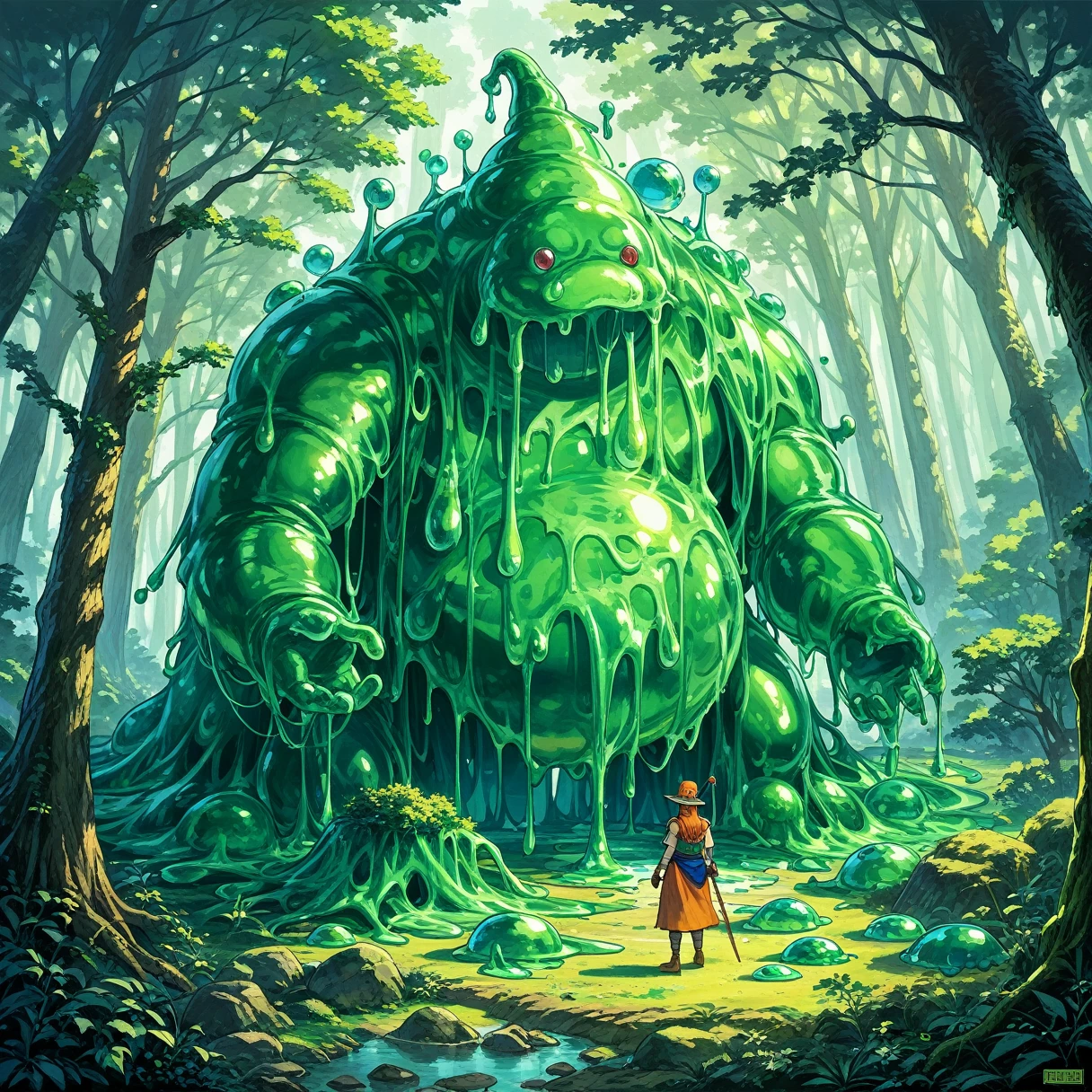 score_9,score_8_superior,score_7_superior,Highest quality,masterpiece,ssuperiorer detailed,Very detailed,full_body,zPisXL,(nature:1.1),(forest:1.1) break full_body.break,
break king Slime,Slime (Dragon Quest),Crown,No humans,:is,