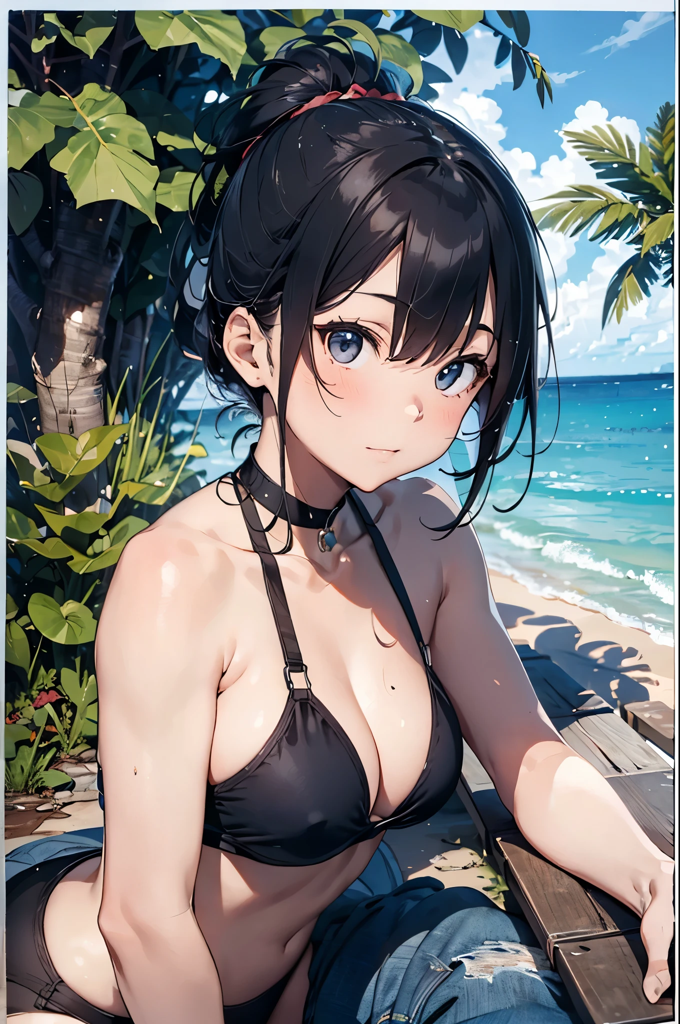 High resolution,topless、
One beautiful young woman,Light blue hair、ponytail、
(Soft Saturation:1.3), (Fair skin:1.2),
(ultra-Detailed Background, Detailed Background), Bokeh,
break'Portrait of a smiling girl.,
When viewed from the front, The composition is symmetrical,
Looking straight at you with serious eyes,
break Swimwear, White Bikini, Center of chest,
Outdoor, Sea surface, null, sunlight,Summer beach, Sandy Beach,
Strong light, Front lighting,
(:1.3), (Cowboy Shot:1.2),
Front brake angle,
View your viewers,
Dynamic pose,
sitting on the beach
Seaweed、Seaweed、Seaweed、Seaweed、Seaweed、Seaweed、Seaweed、