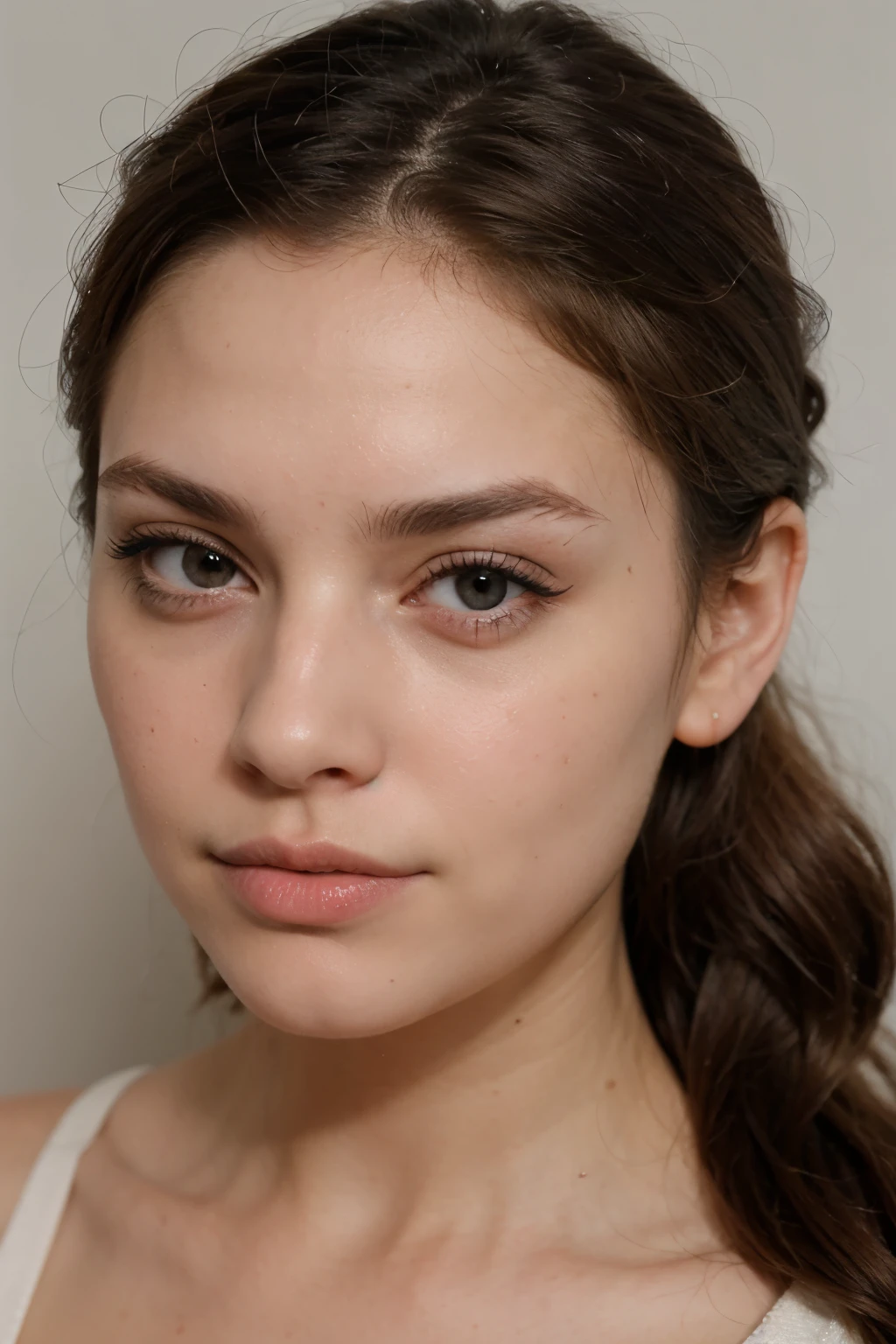 super quality, Brunette, Lola, with a clear face, clear eyes, semi new