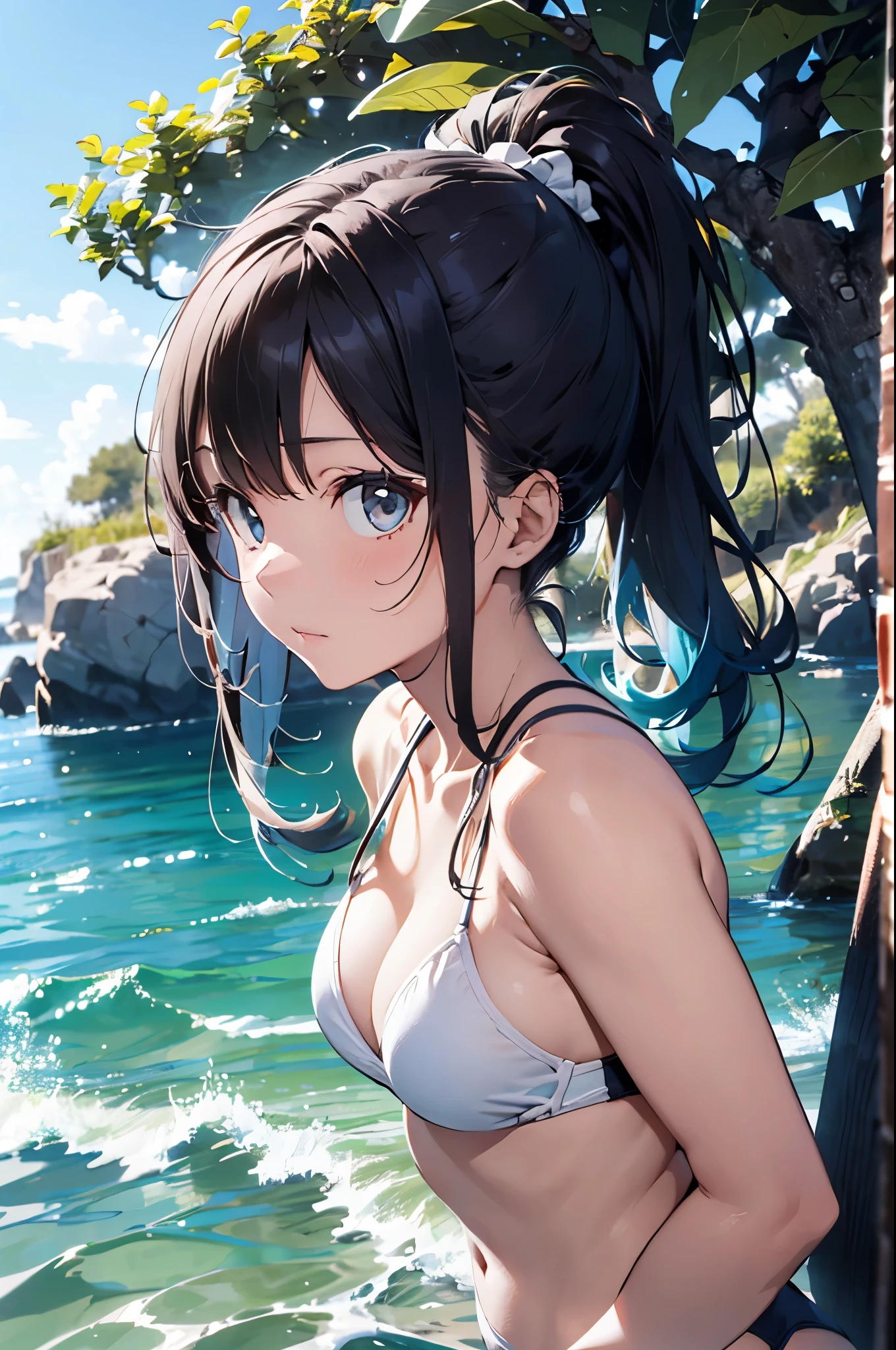 High resolution,topless、
One beautiful young woman,Light blue hair、ponytail、
(Soft Saturation:1.3), (Fair skin:1.2),
(ultra-Detailed Background, Detailed Background), Bokeh,
break'Portrait of a smiling girl.,
When viewed from the front, The composition is symmetrical,
Looking straight at you with serious eyes,
break Swimwear, White Bikini, Center of chest,
Outdoor, Sea surface, null, sunlight,Summer beach, Sandy Beach,
Strong light, Front lighting,
(Teen:1.3), (Cowboy Shot:1.2),
Front brake angle,
View your viewers,
Dynamic pose,
sitting on the beach
Seaweed、Seaweed、Seaweed、Seaweed、Seaweed、Seaweed、Seaweed、