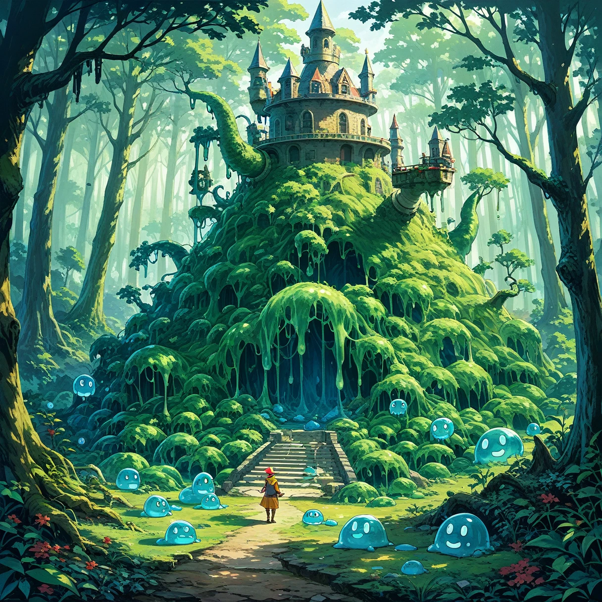 score_9,score_8_superior,score_7_superior,Highest quality,masterpiece,ssuperiorer detailed,Very detailed,full_body,zPisXL,(nature:1.1),(forest:1.1) break full_body.break, break king Slime,Slime (Dragon Quest),Crown,No humans,:is,
