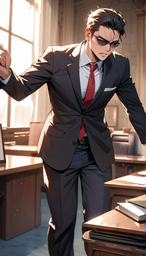 Masterpiece, ultra detailed, lawyer, business suit,The Encyclopedia of Six Laws