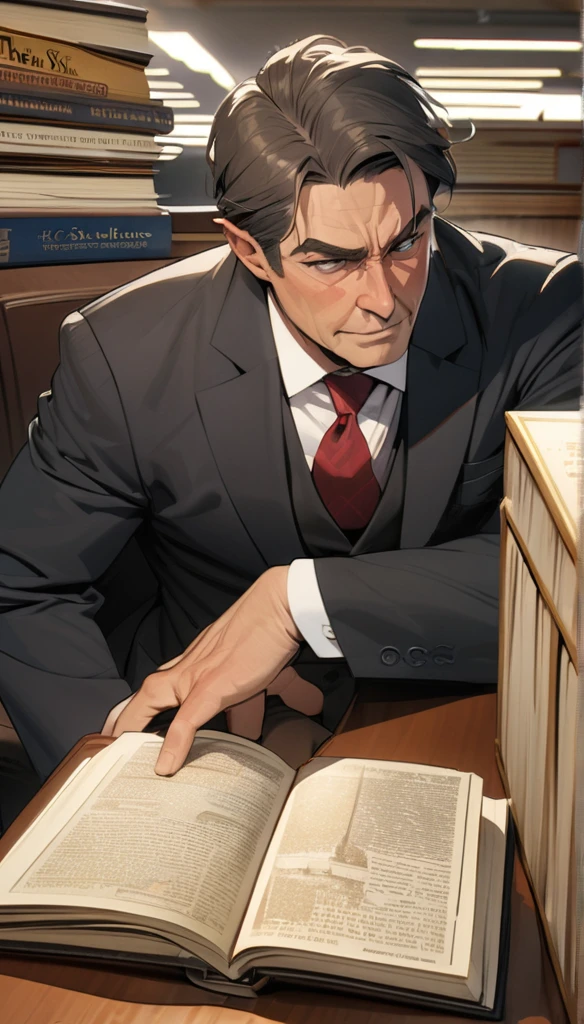 Masterpiece, ultra detailed, lawyer, business suit,The Encyclopedia of Six Laws