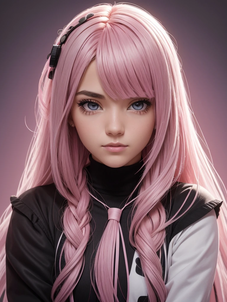 "Turn your ideas into a visual masterpiece with our AI platform. Our advanced technology allows you to create high-quality images with stunning detail, from long intricate hairs to the depth of brown eyes. Capture your unique style with pink hair and deep white Emo clothes, all on brilliant gradient backgrounds and LEDs to add edge. With RAW and film grain shooting 1.1, Your portrait photos will have an extremely realistic quality that will leave viewers in awe."