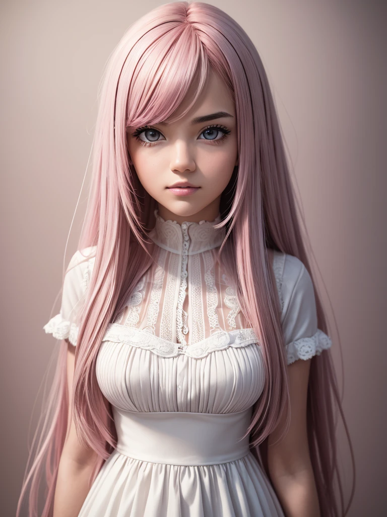 "Turn your ideas into a visual masterpiece with our AI platform. Our advanced technology allows you to create high-quality images with stunning detail, from long intricate hairs to the depth of brown eyes. Capture your unique style with pink hair and deep white Emo clothes, all on brilliant gradient backgrounds and LEDs to add edge. With RAW and film grain shooting 1.1, Your portrait photos will have an extremely realistic quality that will leave viewers in awe."