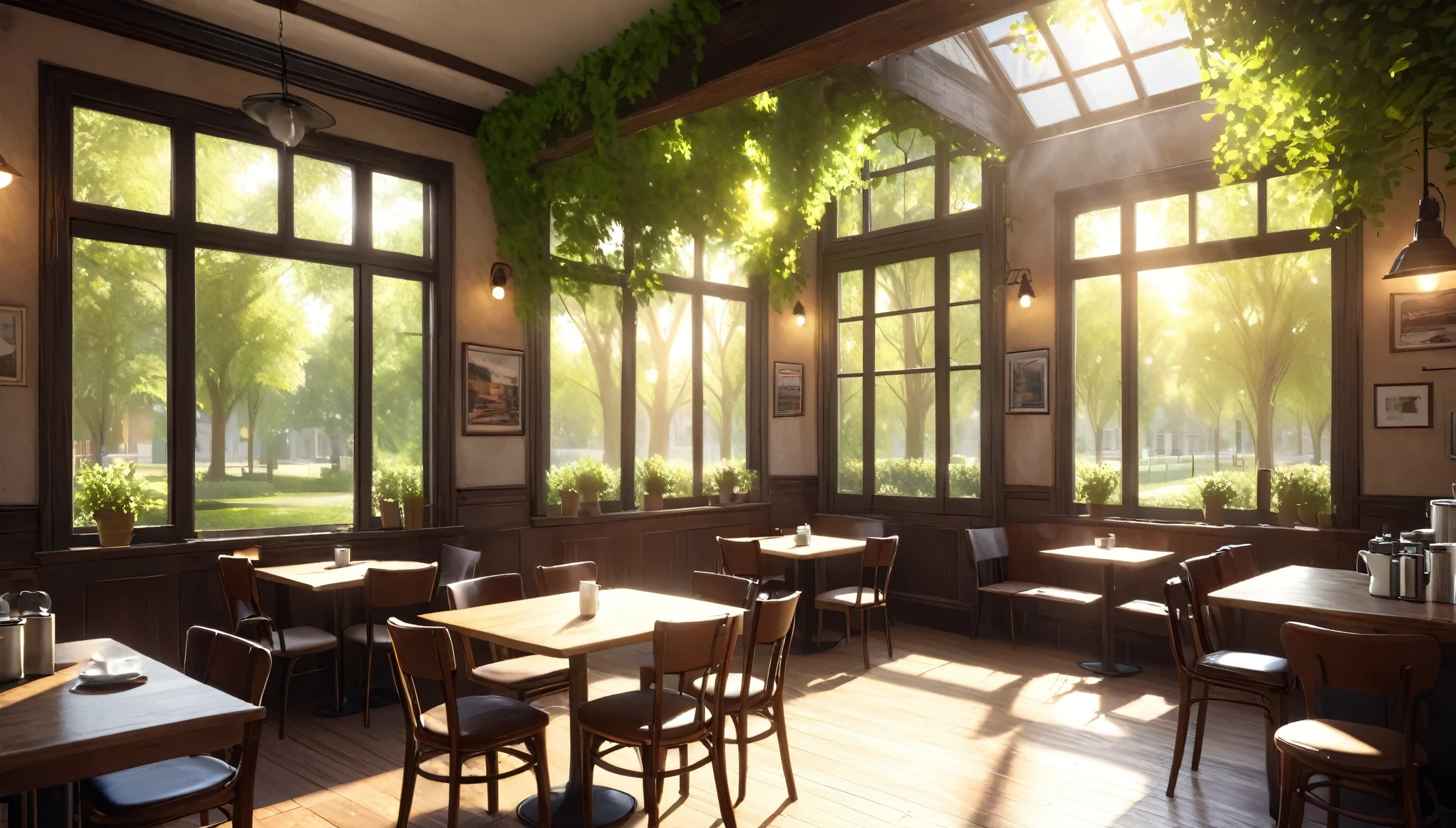 A cafe in an old house,Coffee cup,Sunlight filtering through the trees,Daytime,Highest quality, 8k, High resolution, masterpiece:1.2, Very detailed, Realistic:1.37, High resolution, 超High resolution, Very detailed, Professional, Vibrant colors